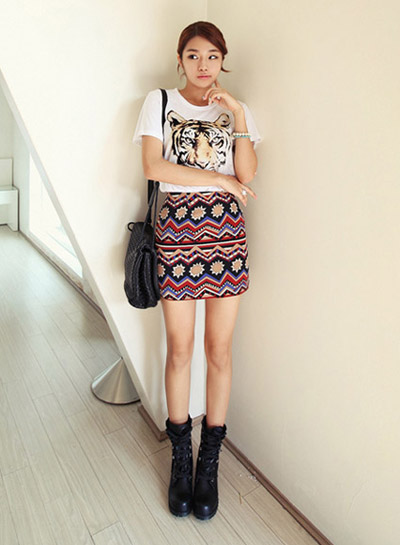Chân váy đầm ngắn Hàn Quốc in họa tiết đẹp xu hướng thời trang mới